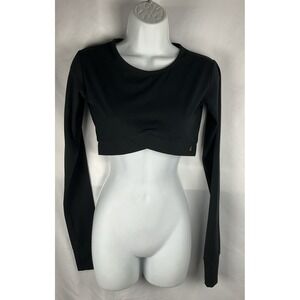 Gold‎ Elite Size Small Black Activewear V Cut  Crop Top Long Sleeve Stretch